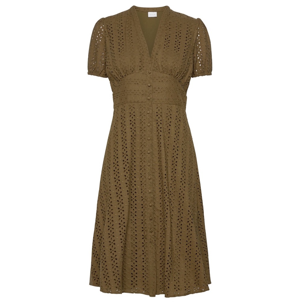 NWT ASOS Vila vicarline midi dress olive eyelet